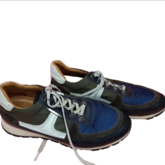 Dsquared2 Men's Low Top Sneakers Black Blue Leather US 11 EU 44 Designer Shoes - Picture 2 of 10